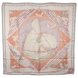 Hermès Seidentuch White Voyage Au Long Cours 90