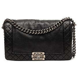 Chanel Black Medium Calfskin Boy Reverso Flap