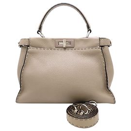 Borsa Fendi Selleria Peekaboo Iconic in pelle marrone media