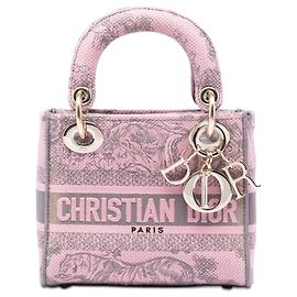 Dior Lady D Lite in tela Toile De Jouy ricamata rosa mini