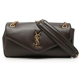 Borsa a tracolla Saint Laurent Calypso in pelle di agnello marrone piccola