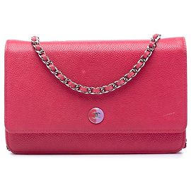 Portafoglio con catena Chanel Pink Caviar Bicolor CC