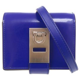 Bolso de hombro en cuero azul Gancini Salvatore Ferragamo