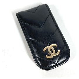 Geldclip aus Leder mit Chanel CC Coco Mark Logo