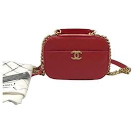 Chanel Vanity Case Small Red Caviar Leather