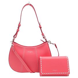 NUOVA BORSA LE TANNEUR DEMI LUNE JULIETTE E PORTAFOGLIO EMILIE PELLE ROSA