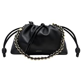 NUOVA BORSA A MANO LOEWE FLAMENCO MM A411FCRX02 IN PELLE NERA CON TRACCOLLA - Loewe
