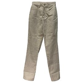 Pantalones de pierna recta Nanushka en algodón beige