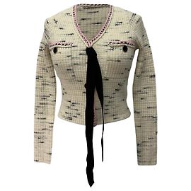 Self portrait Self-Portrait Cardigan mit Schleifendetail aus weißer Baumwolle