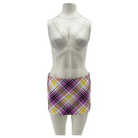 Autre Marque Falda de cuadros morada y amarilla