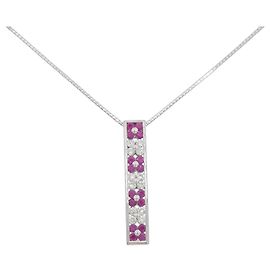 Autre Marque Collana in oro bianco 18K con rubino e diamanti