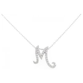 Autre Marque Collana con iniziale M in diamanti in oro bianco Au750