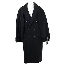 Cappotto lungo Balenciaga con sciarpa decorata in lana