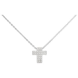 Autre Marque Collana a Croce con Diamanti in Oro Bianco 18K Asprey