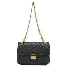 Borsa a tracolla in pelle nera Chanel AS0874