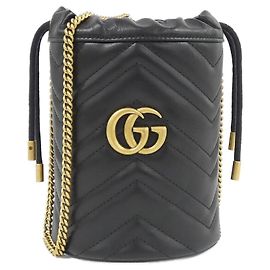 Borsa a tracolla Gucci GG Marmont in pelle nera