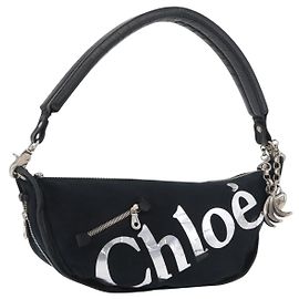 Chloé Sac à bandoulière Chloe en toile noir argent bs33468