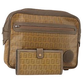 Clutch FENDI Zucchino in tela rivestita Beige 2 Set Auth am11707