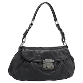 Borsa a Spalla PRADA in Pelle Nera Argento Auth 185477SAV