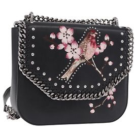 Autre Marque Bolsa de Ombro Stella MacCartney Boxbird em Couro Preto Prata 455139 Auth am11857V