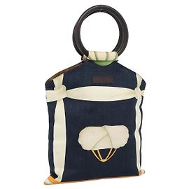 Bulgari Borsa a mano BVLGARI in tela blu navy Auth BA13313A
