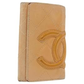 CHANEL Cambon Line Matelassé Schlüsselanhänger aus Leder Beige Silber CC Authentisch ep14903 - Chanel