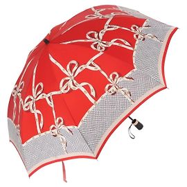 Christian Dior Folding Umbrella Polyester Made by Kanebo Red Gold Auth 184396M