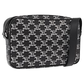 CELINE Macadam Canvas Schultertasche PVC Schwarz Silber Authentisch 184915SAM - Céline