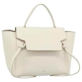 Céline CELINE Micro Belt Hand Bag Pelle Bianco Oro Auth 185630V