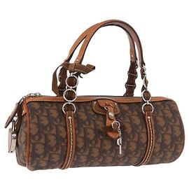 Borsa a tracolla Romantic in tela Christian Dior Trotter PVC Marrone Argento Auth 185666SAM