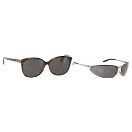 Gafas de sol Christian Dior de plástico 2 Set Black Brown Auth bs35615