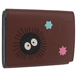 Portafoglio Compatto LOEWE Collaborazione Studio Ghibli in Pelle Marrone Auth 184848SM