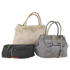 Borsa PRADA Sports Line Nylon 3 Set 2way Beige Nero Grigio Auth 176448