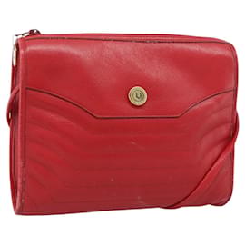 Bolso de hombro Christian Dior de cuero rojo y oro Auth ep14679
