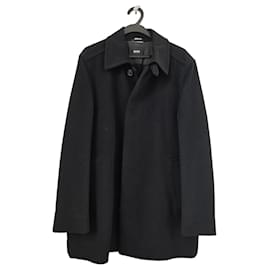 Klassischer Hugo Boss Wollmantel Schwarz