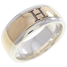 Bague anneau en argent 925 et or jaune 18K Hermes - Hermès