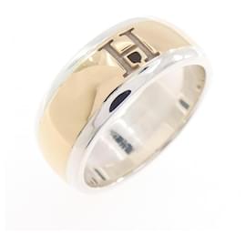 Bague anneau en argent 925 et or jaune 18K Hermes - Hermès