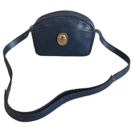 Christian Dior Schultertasche aus dunkelblauem Leder