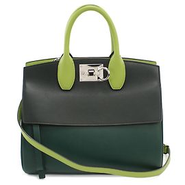 Borsa Tote in pelle di vitello verde Salvatore Ferragamo