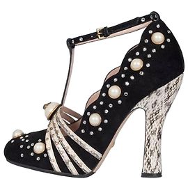 Décolleté Gucci Ofelia in scamosciato nero - Taglia 38.5 usato