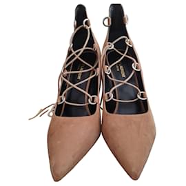 Décolleté in scamosciato con lacci Saint Laurent