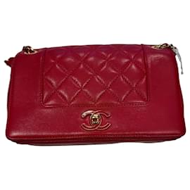 Chanel Classic Flap Bag Pelle Agnello Trapuntata Rossa