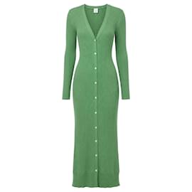 FTC Cashmere geripptes Midi-Kleid mit Knopfleiste - Grün