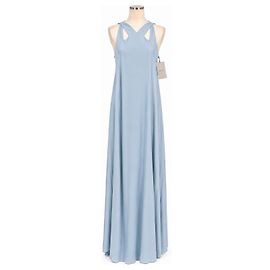 Vera Wang Abito da Sera Maxi Pewter con Strasco