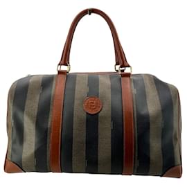 Fendi Borsa Boston in tela Pequin a righe vintage