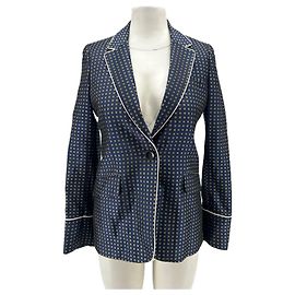 Essentiel Antwerp Marineblauer Blazer mit Mikromuster Blumen