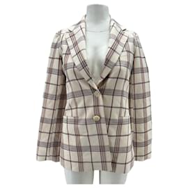 Blazer de cuadros ecru azul marino naranja - Maje