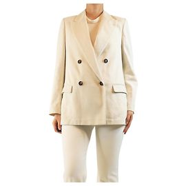 Brunello Cucinelli Chaqueta cruzada con purpurina neutra - talla UK 10