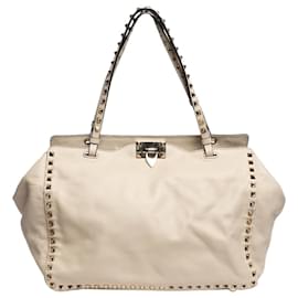Valentino Borsa a tracolla in pelle Rockstud color crema