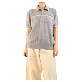Graues Strick-Poloshirt mit kurzen Ärmeln - Größe L - Burberry